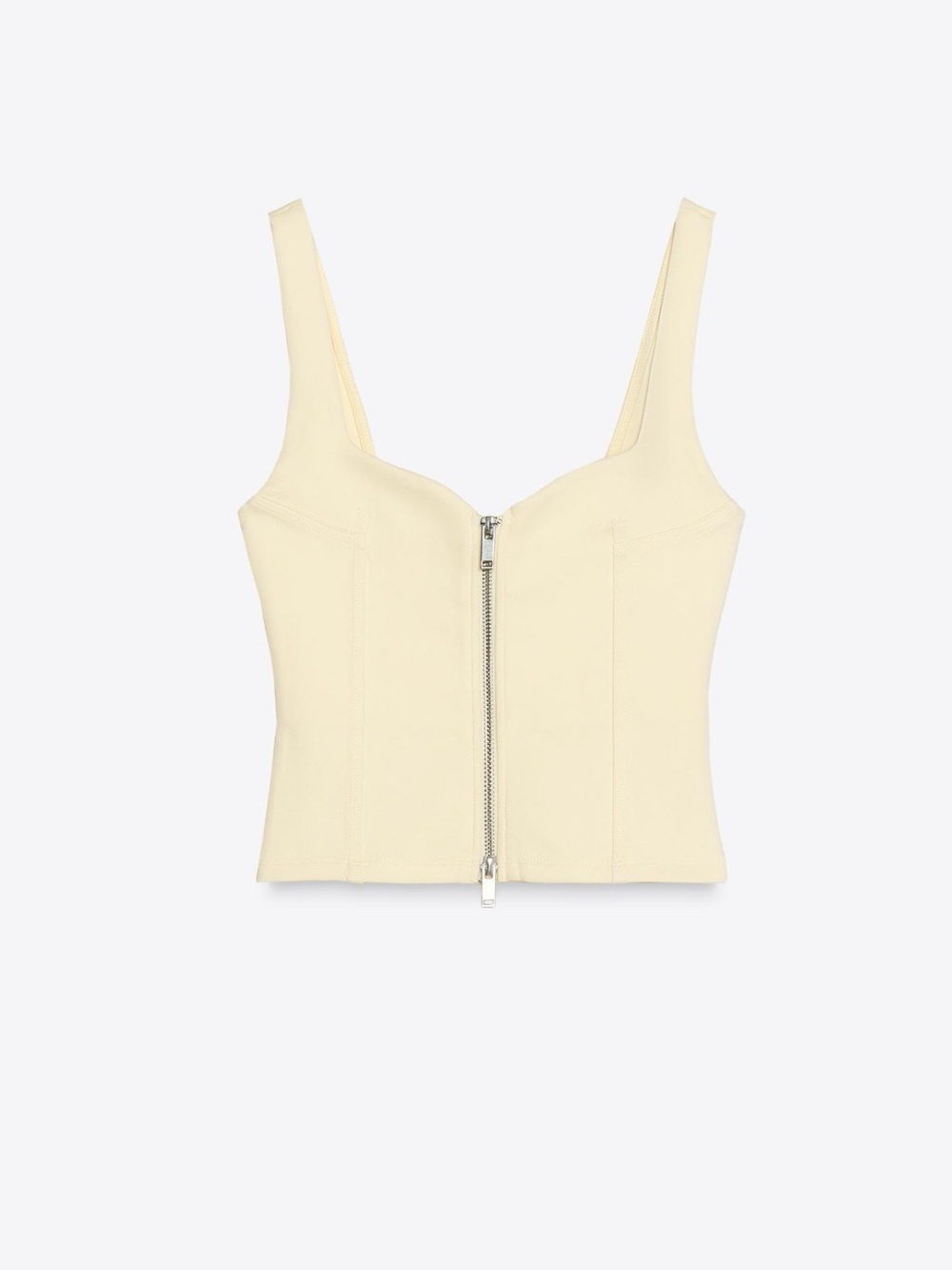 Zara Cream Zip-Front Bustier Tank